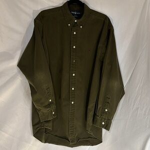 Ralph Lauren Blake style 100% Cotton XL Long Sleeve Button Down Shirt Army Green